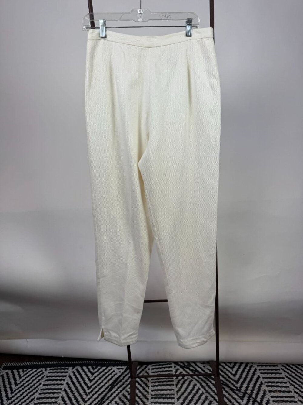 Sandra Ow-Wing For N.R.1 Vintage White Cotton High-Waisted Trousers Size 14